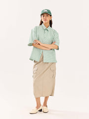 Green Checkered Cropped Shirt